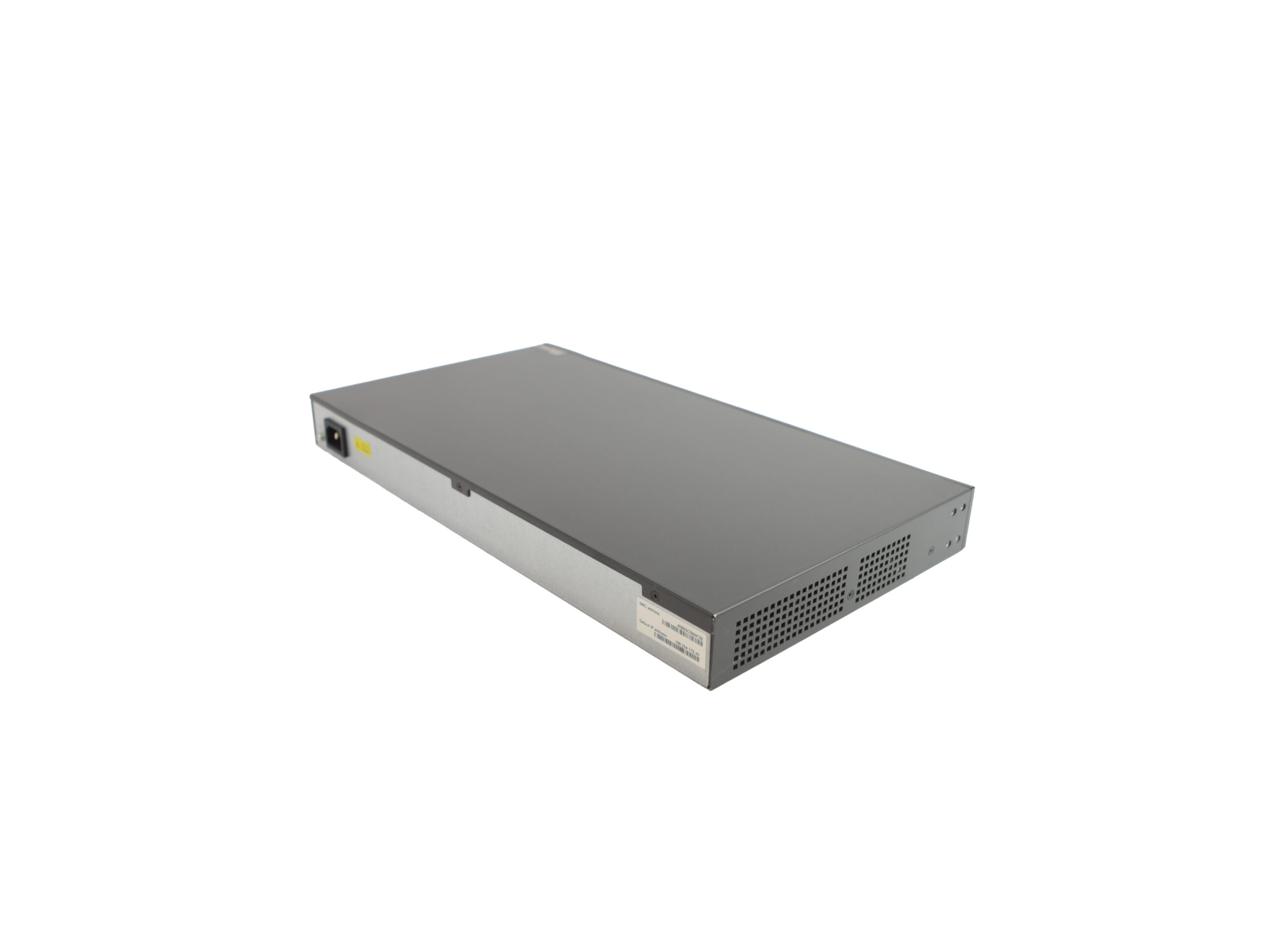 Switch HPE OfficeConnect 1920-48G widziany z ukosa od góry, płaska szara obudowa z otworami wentylacyjnymi z boku.
