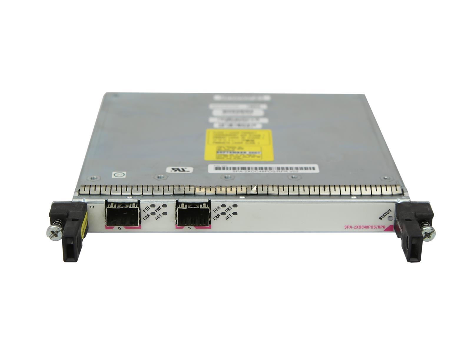 Moduł Cisco SPA z dwoma portami światłowodowymi z przodu i uchwytami dźwigniowymi po bokach obudowy.