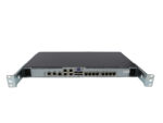 Przełącznik KVM HP w obudowie rack z widocznymi portami RJ45 z tyłu i uszami montażowymi po bokach.