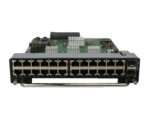 Moduł liniowy z 24 portami RJ45 i dwoma slotami combo SFP, płytka elektroniczna widoczna od góry obudowy