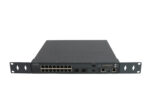Przedni panel kontrolera Aruba 7010 z uszami montażowymi, rzędem portów RJ45 i dwoma slotami SFP.