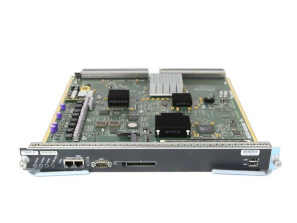 Moduł Cisco Supervisor-2A z widoczną płytą elektroniczną od góry i panelem czołowym z portami RJ45, konsolowym i USB.
