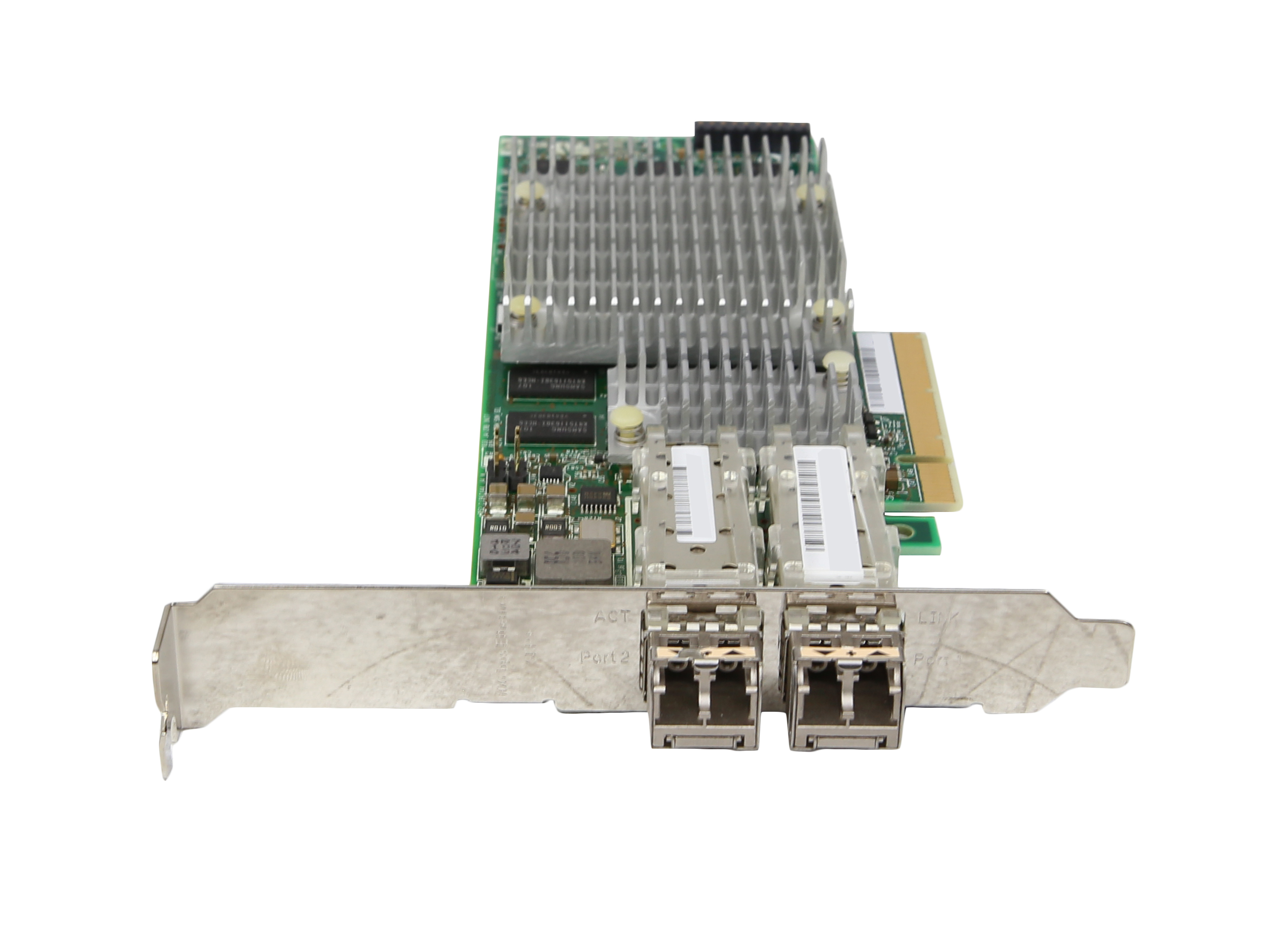 Karta sieciowa PCI Express z radiatorem, dwoma portami SFP+ i wysokim profilem śledzia montażowego