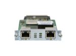 Moduł Cisco VWIC3-2MFT-G703 z dwoma portami RJ45 G703 i diodami stanu, śruby mocujące po bokach.