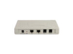 Przedni panel bramki VoIP AAstra DRG22i z portami zasilania, WAN, LAN i dwoma portami telefonicznymi w jasnej obudowie.