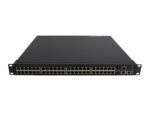 Przedni panel switcha z czterema rzędami portów RJ45 oraz dodatkowymi gniazdami SFP+ po prawej stronie.