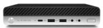 Przedni panel komputera HP EliteDesk mini z portami USB i słuchawkowym oraz przyciskiem zasilania.