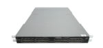 Przedni panel switcha HPE SN2700M z rzędami portów QSFP28, widoczne uszy montażowe do szafy rack.