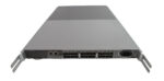 Przedni panel switcha HP SAN w obudowie rack z rzędami portów światłowodowych i widocznymi uszami montażowymi.