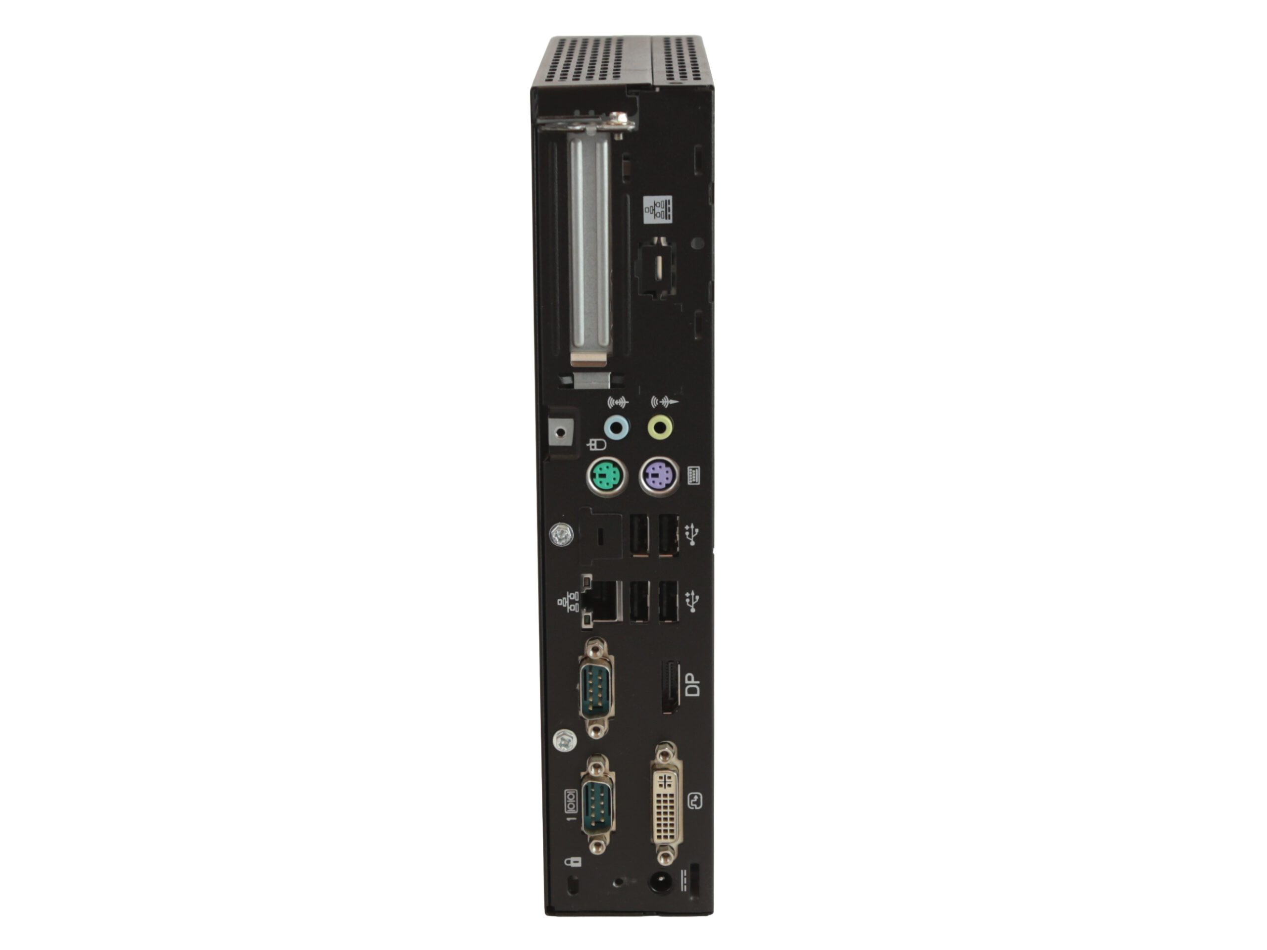 Tylny panel terminala Fujitsu Futro S930 z portami PS/2, szeregowym, DVI, VGA i audio.