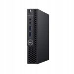 Przedni panel komputera Dell OptiPlex Tiny z portami USB i słuchawkowym oraz przyciskiem zasilania